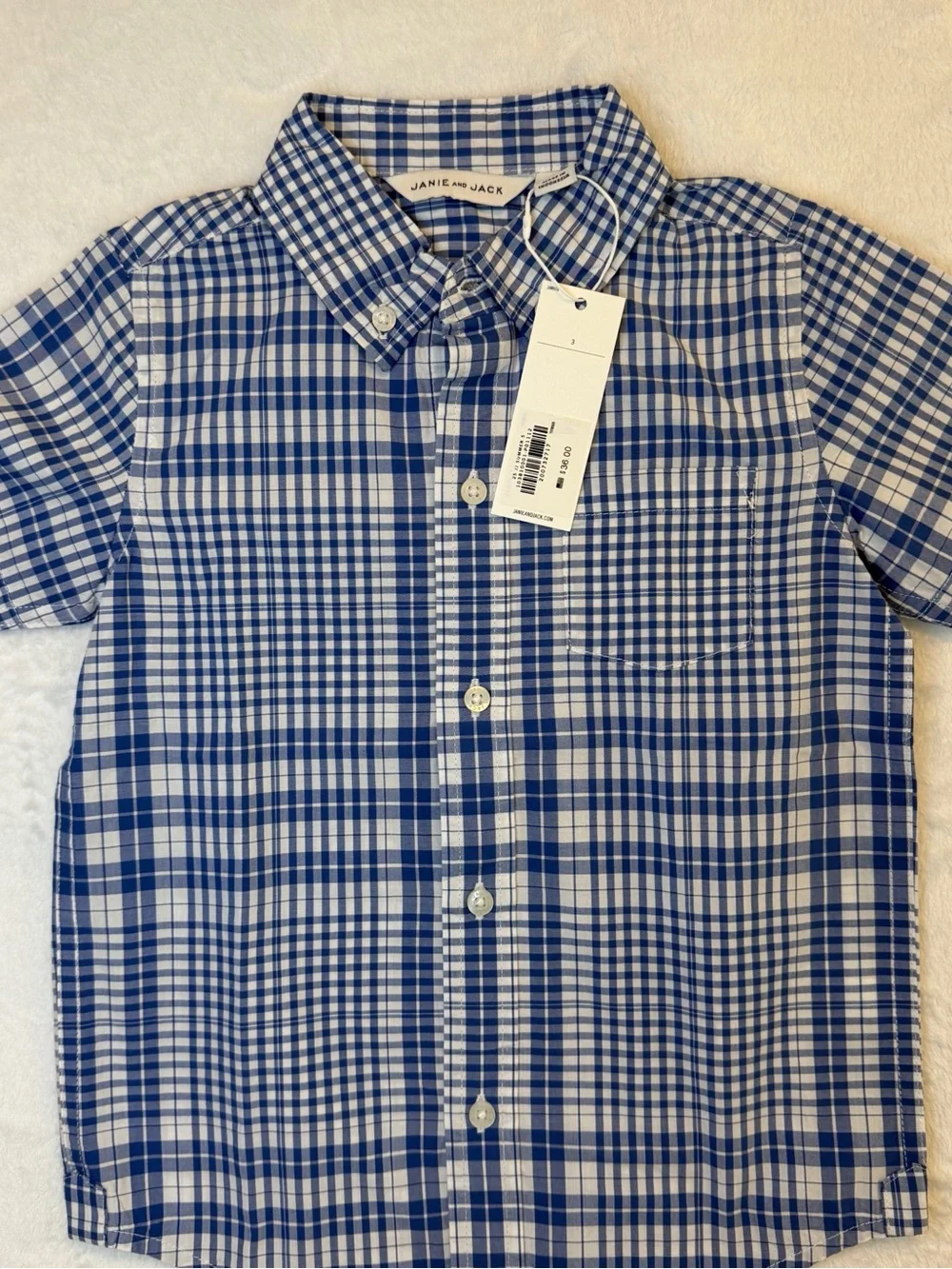 ✨NWT✨ Janie and Jack Blue and White Plaid Button-Down Shirt - Size 3